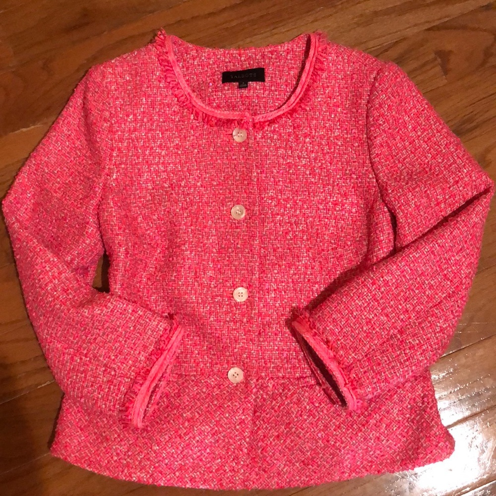 Talbots Boucle Style Blazer Pink Tweed.